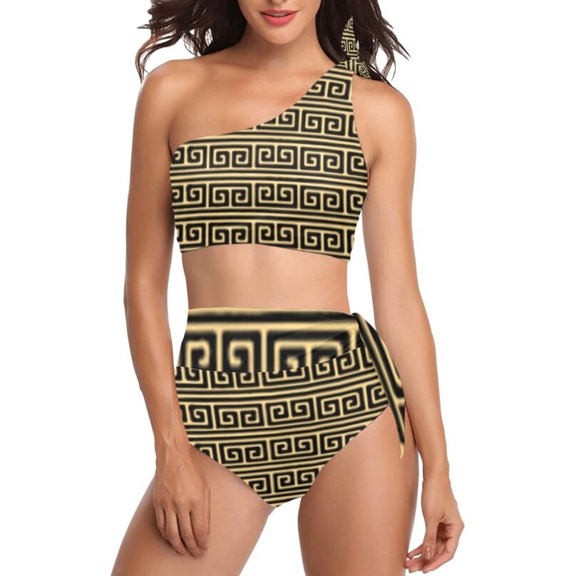 High Waisted One Shoulder Bikini Set (S16)