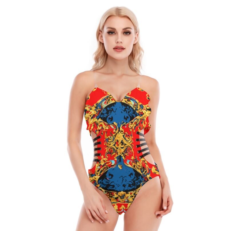 fullbreedcustom  Print Women's Tube Top Bodysuit With Side Black Straps