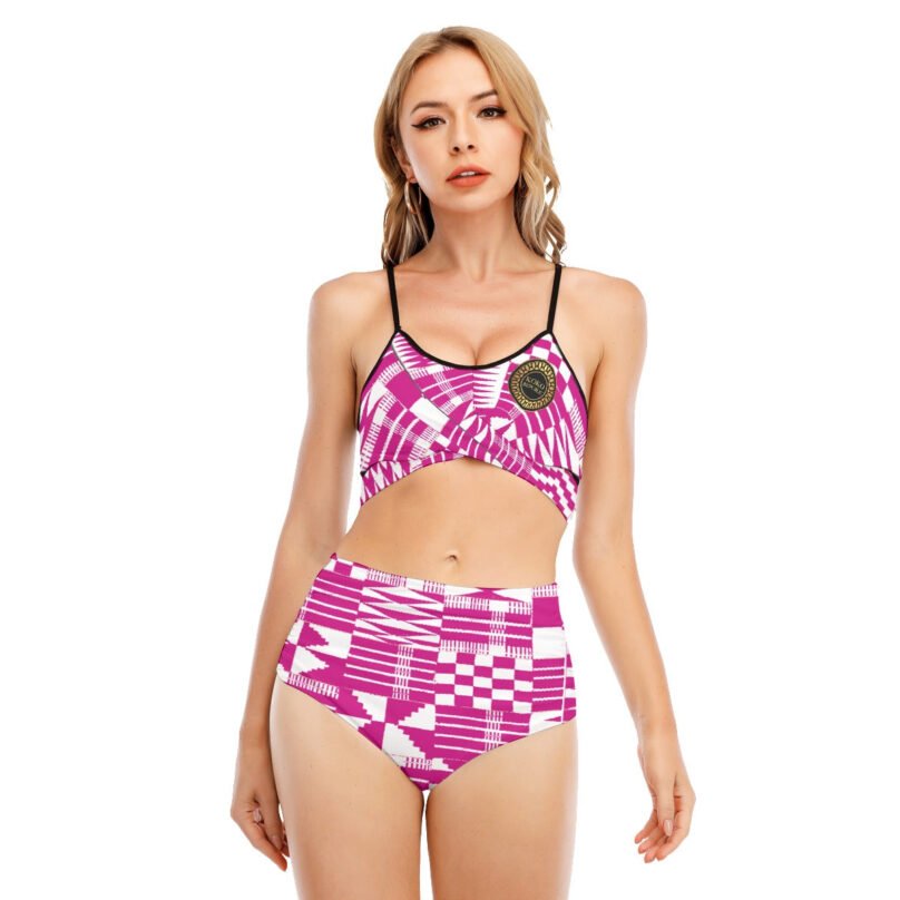 KokoRepublic All-Over Print Women's Bikini Swimsuit With Cross Straps