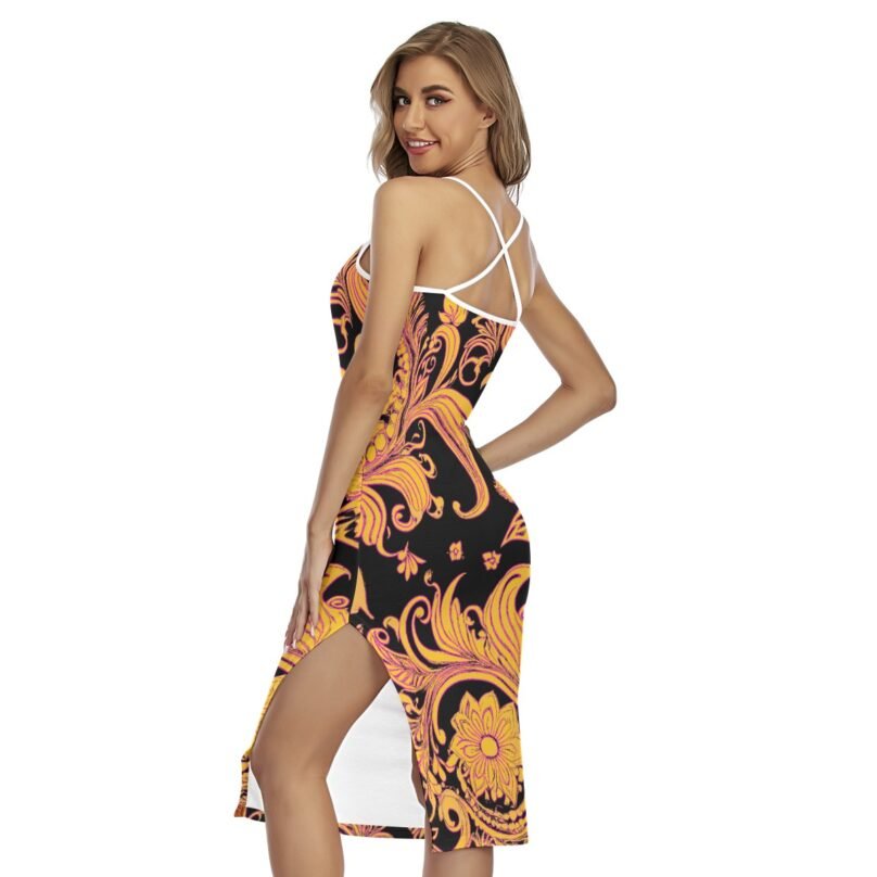 bellabreed Print Women's Back Cross Cami Dress - Image 4