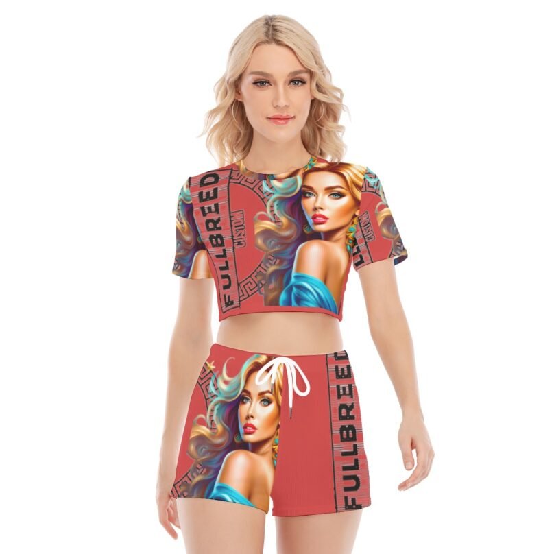 bellabreed Print Women's O-neck T-shirt Shorts Suit