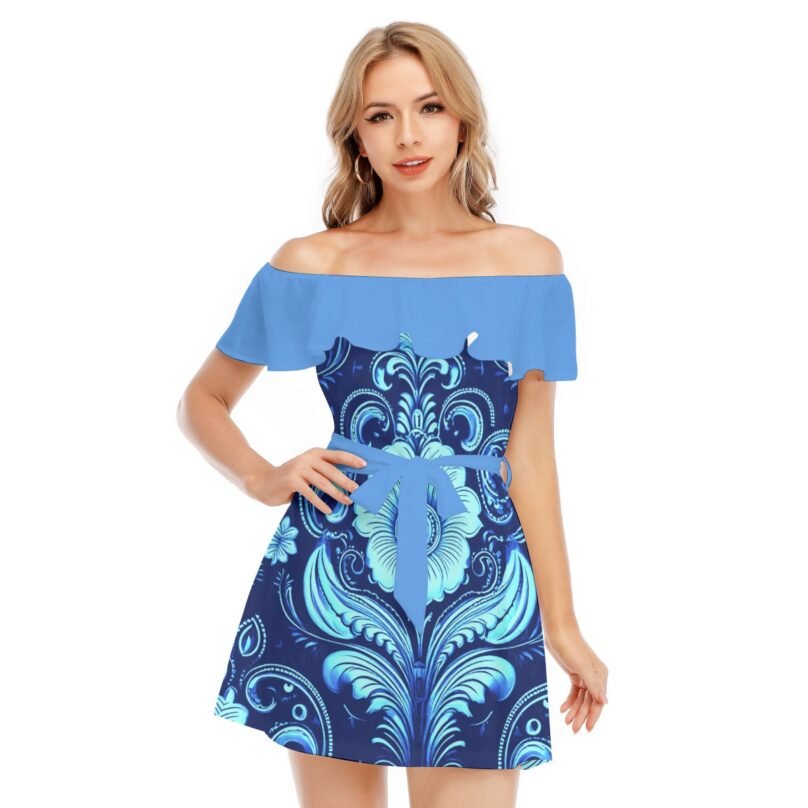 bellabreed Print Women's Off-shoulder Dress With Ruffle