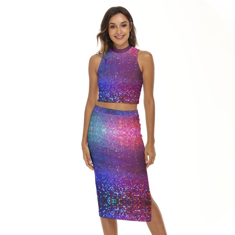 bellabreed Print Women's Tank Top & Split High Skirt Set