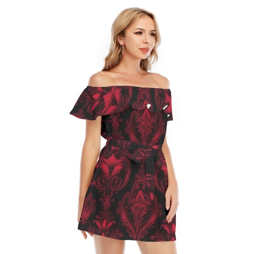 bellabreed Print Women's Off-shoulder Dress With Ruffle - Image 2