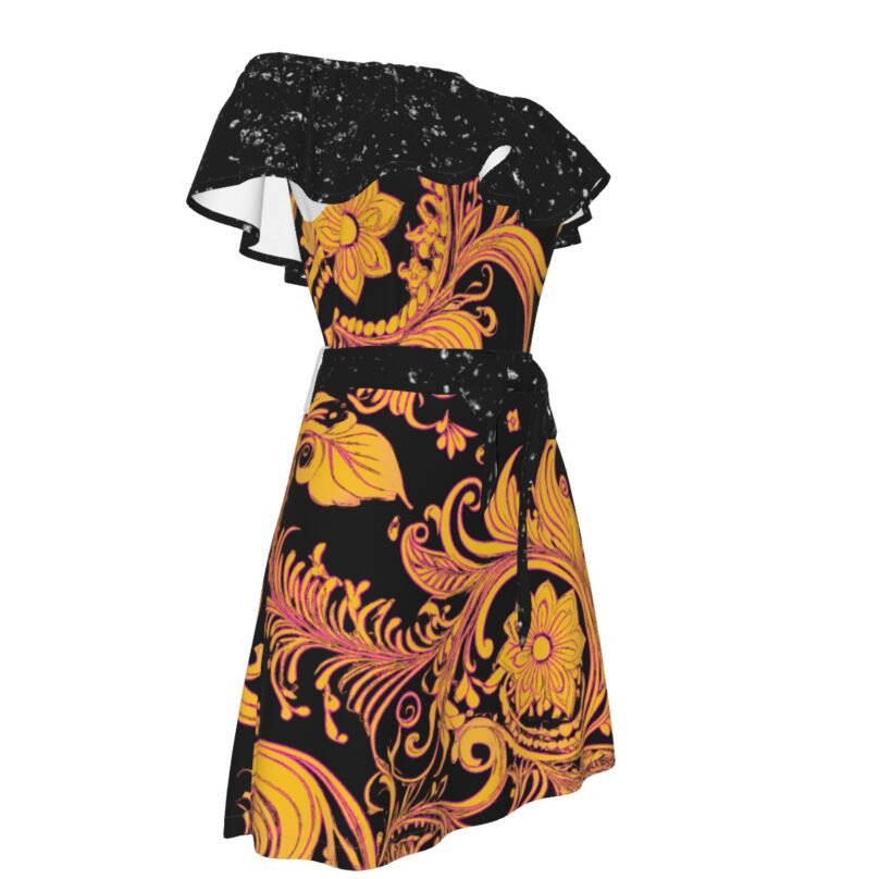 bellabreed Print Women's Off-shoulder Dress With Ruffle - Image 3