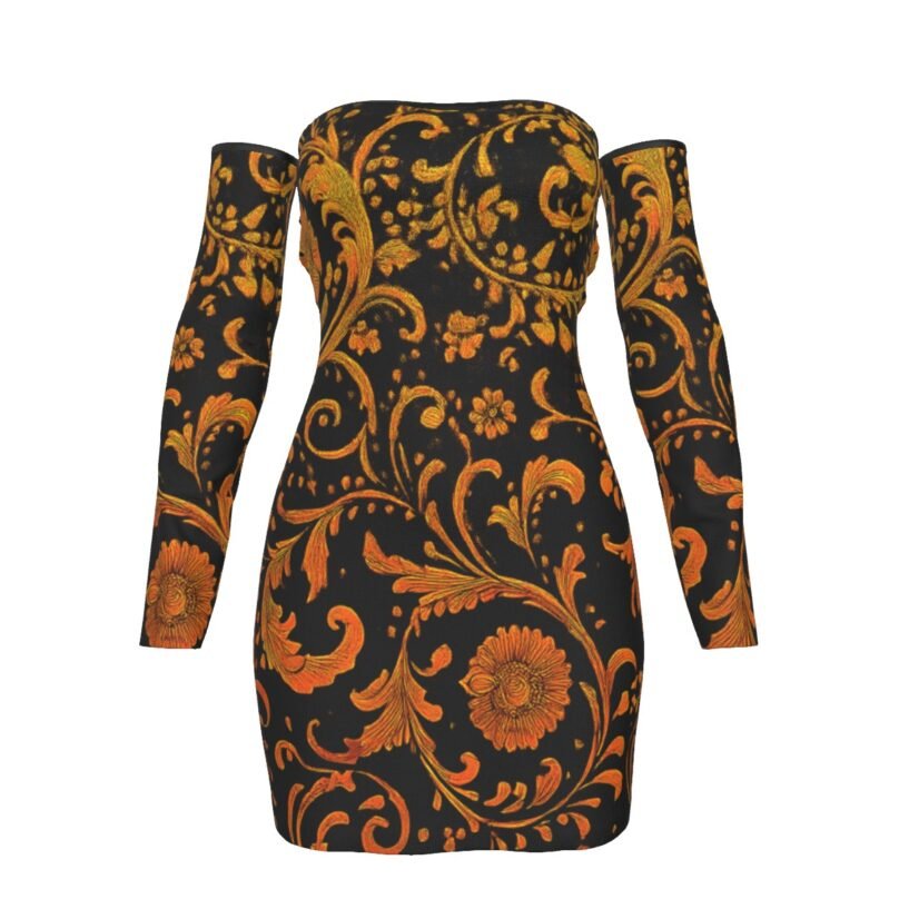 All-Over Print Women's Off-shoulder Back Lace-up Dress