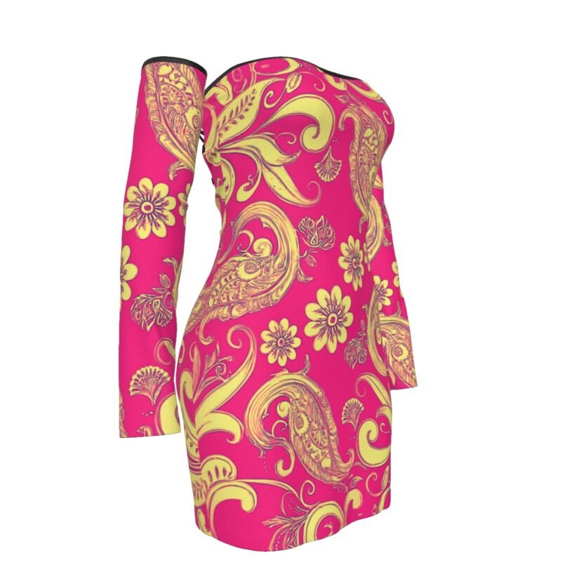 All-Over Print Women's Off-shoulder Back Lace-up Dress