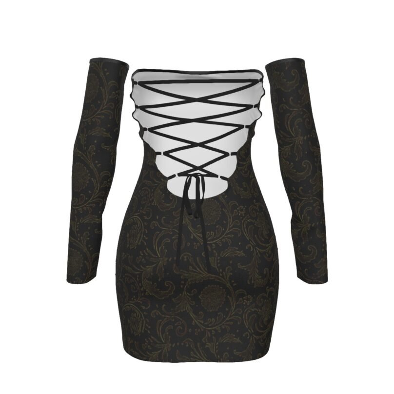 bellabreed Print Women's Off-shoulder Back Lace-up Dress - Image 2