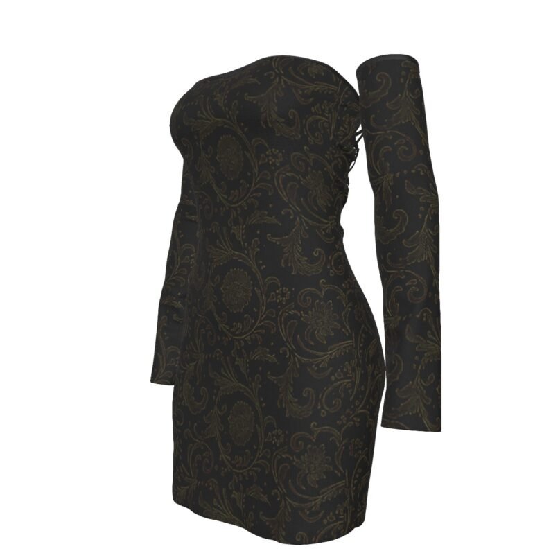 bellabreed Print Women's Off-shoulder Back Lace-up Dress - Image 4