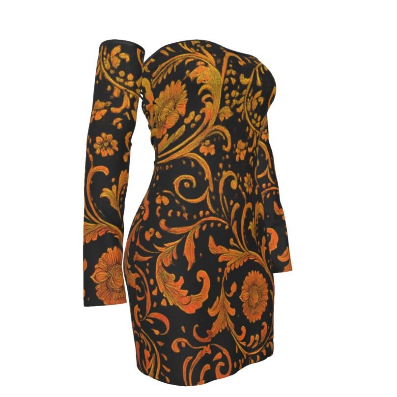 All-Over Print Women's Off-shoulder Back Lace-up Dress - Image 3