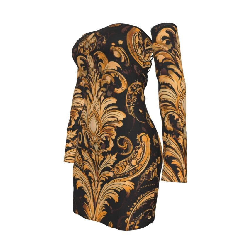 fullbreedcustom Print Women's Off-shoulder Back Lace-up Dress - Image 4