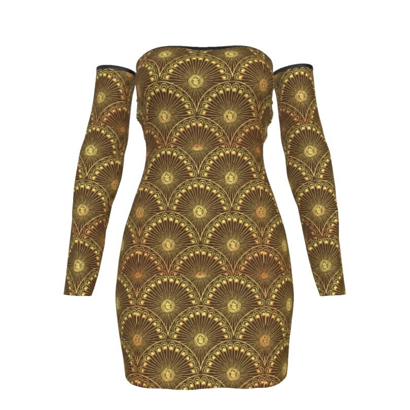 fullbreedcustom Print Women's Off-shoulder Back Lace-up Dress