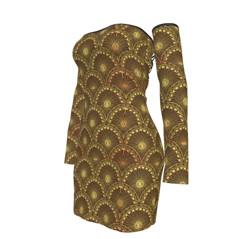 fullbreedcustom Print Women's Off-shoulder Back Lace-up Dress - Image 4