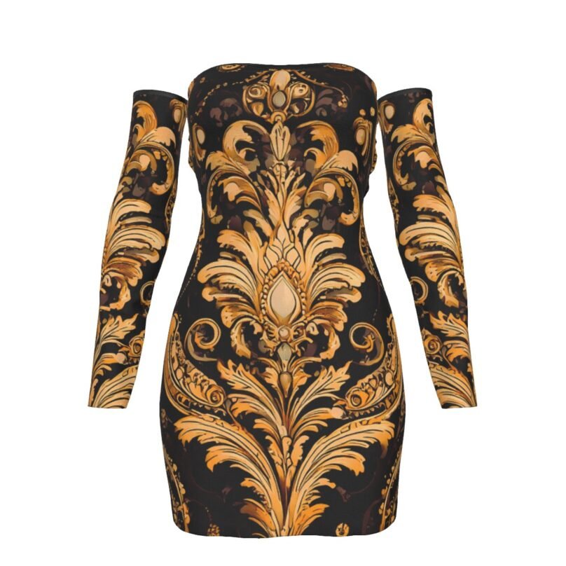 fullbreedcustom Print Women's Off-shoulder Back Lace-up Dress