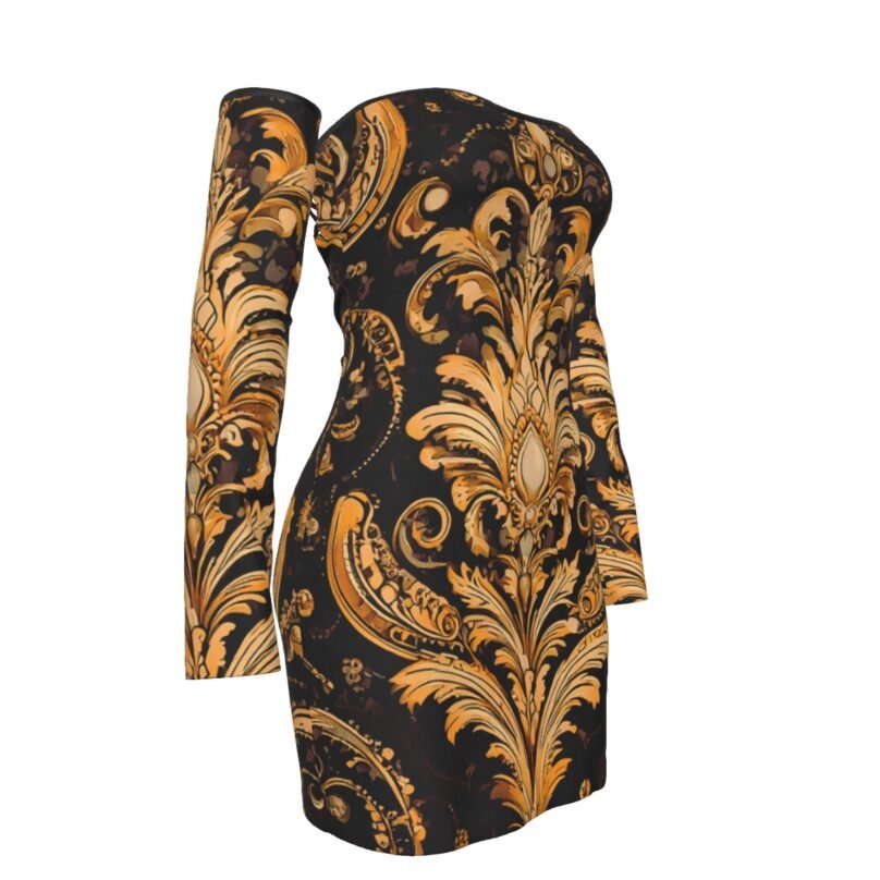 fullbreedcustom Print Women's Off-shoulder Back Lace-up Dress - Image 3